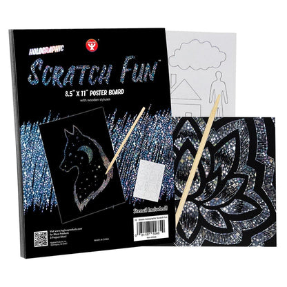Holographic Scratch Paper Drawing & Painting Kits Hygloss 8.5 x 11 (10 Sheets)