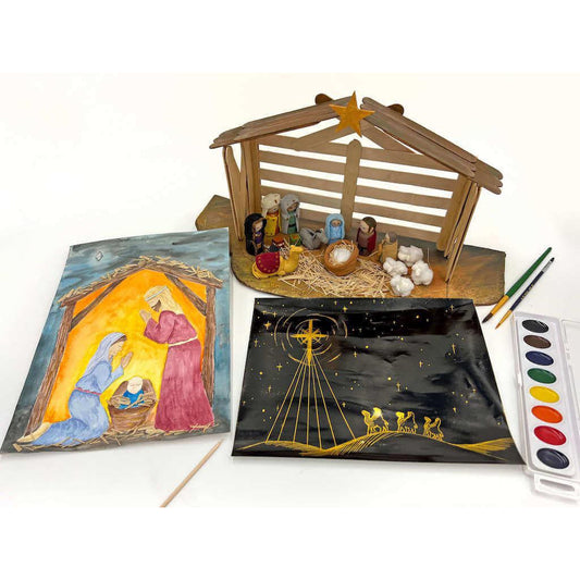 Christmas Nativity Scene Bundle - Kids Holiday Arts and Crafts Box I Create Art 