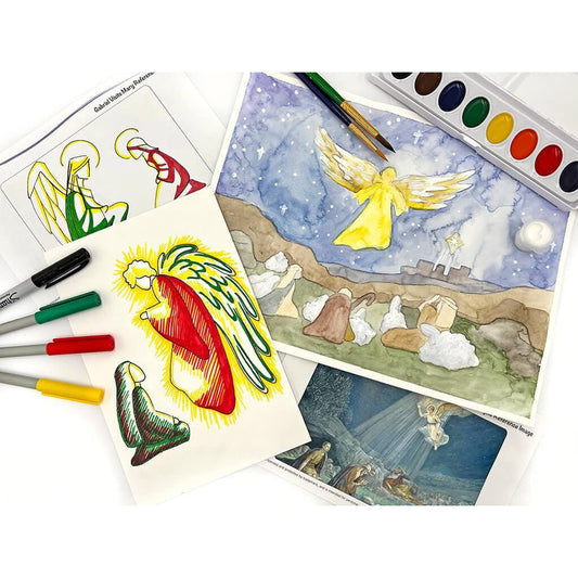 Christian Art Box M (Gabriel and Mary & Shepherd and Angels) Art & Craft Kits I Create Art 