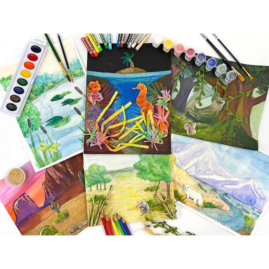 HOMESCHOOL ART B - Environmental Biomes Drawing & Painting Kits I Create Art 